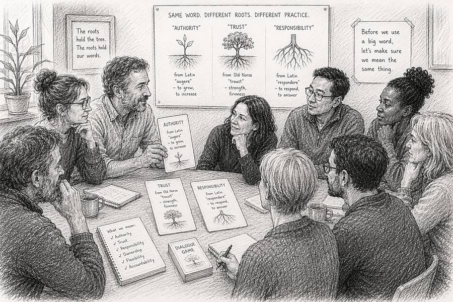 Leaders discovering different meanings in shared words