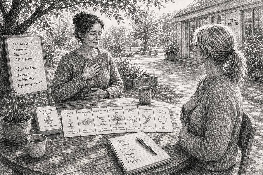 Change agent and citizen sharing a Shift Your Focus card
